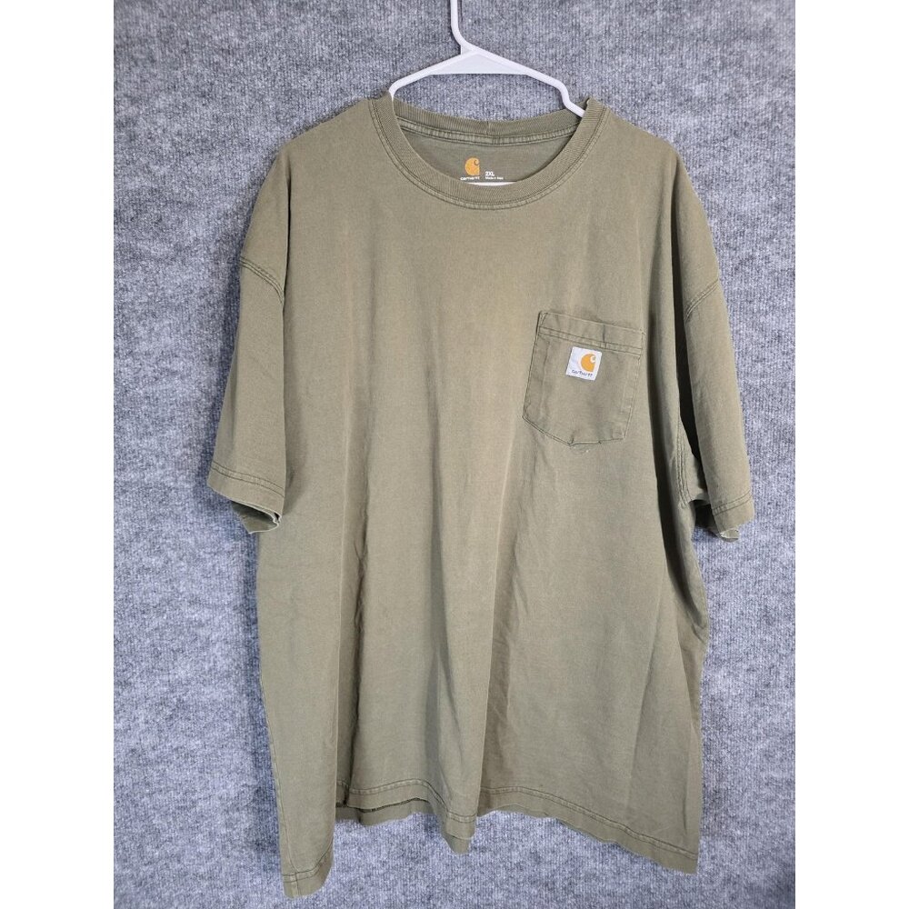 Carhartt Shirt Mens 2XL Green K87 Pocket Workwear Short Sleeve Heavy Cotton Tee